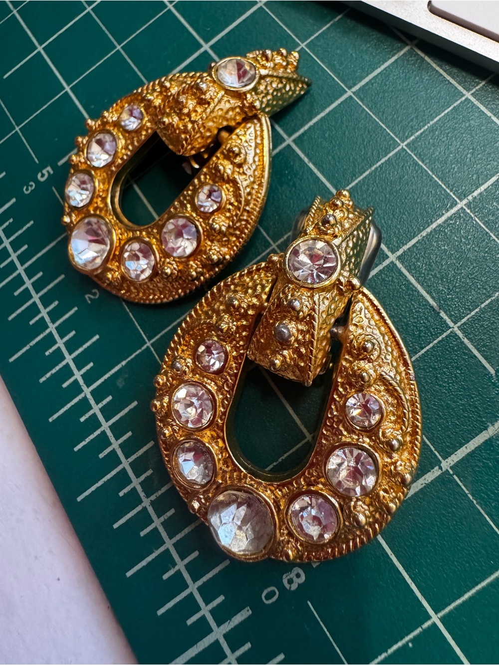 Rare BLANCA Matte Gold Door Knocker Clip-On Earrings